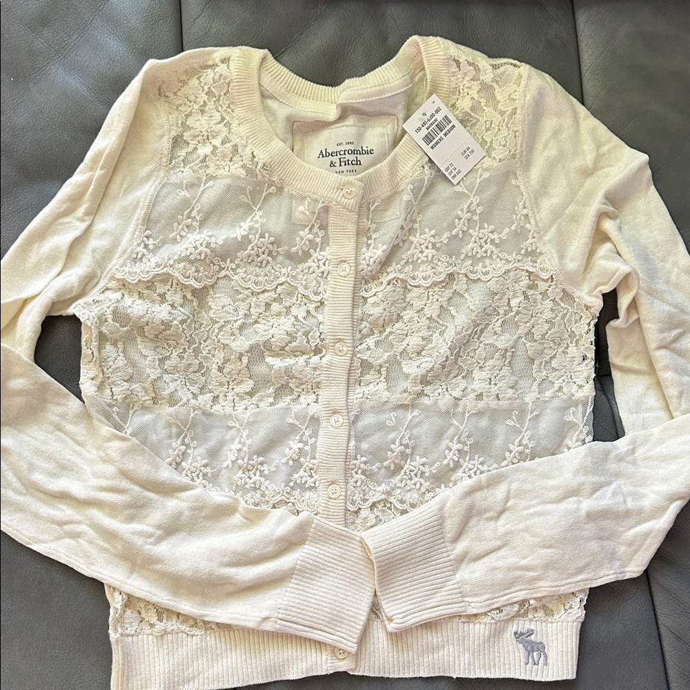 Abercrombie & Fitch Ivory Lace Cardigan